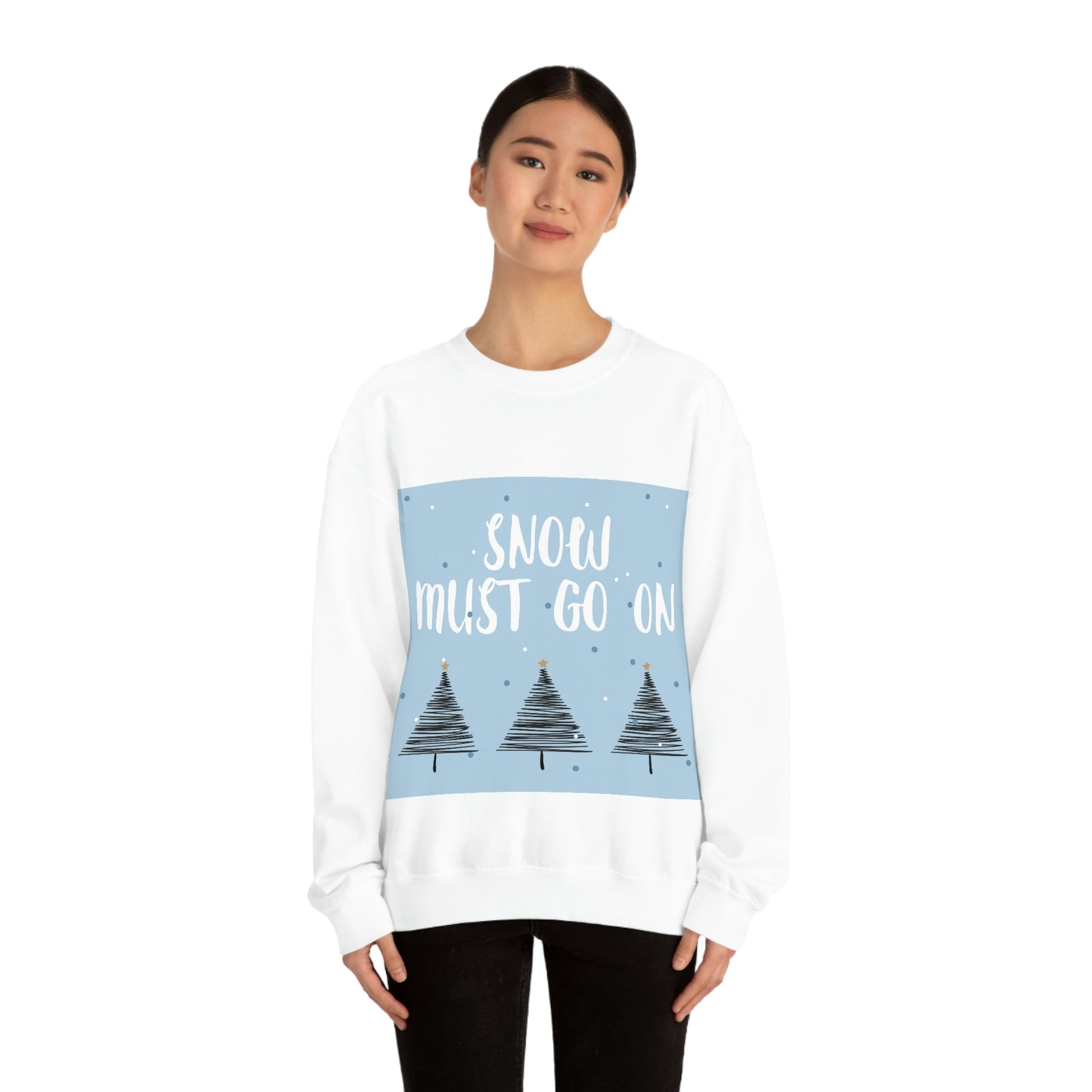 Snow Must Go On Winter Happiness Art Unisex Heavy Blend™ Crewneck Sweatshirt Ichaku [Perfect Gifts Selection]