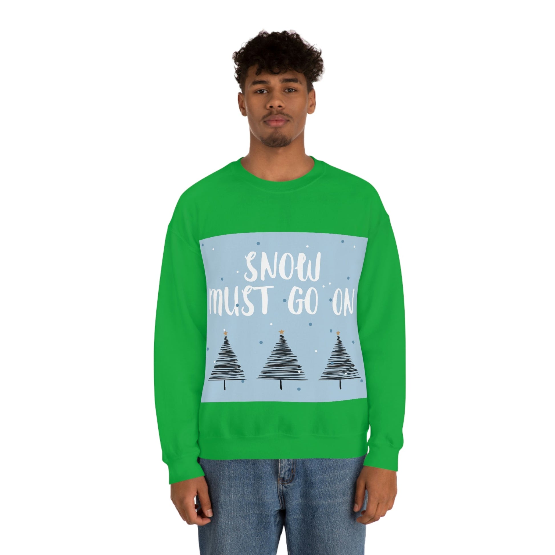 Snow Must Go On Winter Happiness Art Unisex Heavy Blend™ Crewneck Sweatshirt Ichaku [Perfect Gifts Selection]