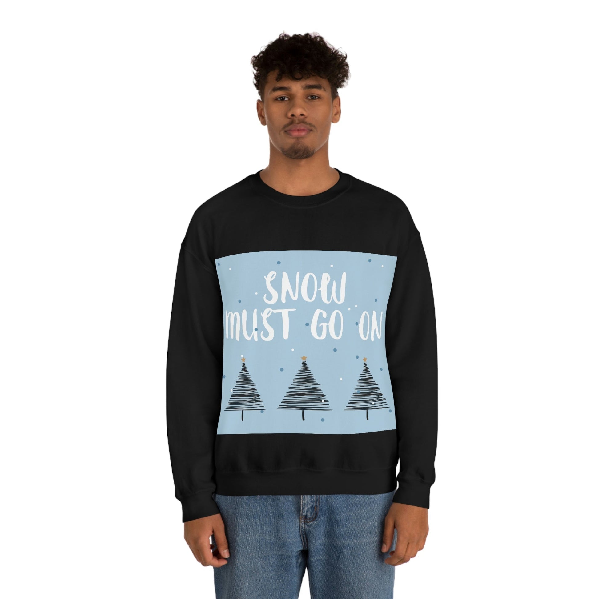 Snow Must Go On Winter Happiness Art Unisex Heavy Blend™ Crewneck Sweatshirt Ichaku [Perfect Gifts Selection]