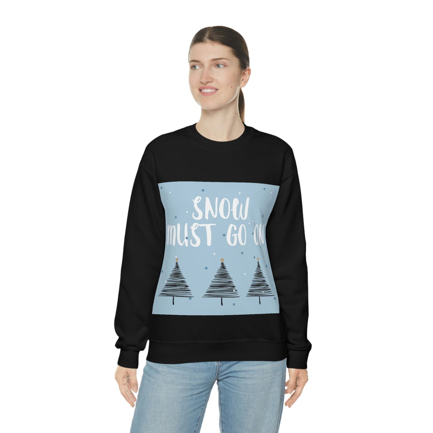 Snow Must Go On Winter Happiness Art Unisex Heavy Blend™ Crewneck Sweatshirt Ichaku [Perfect Gifts Selection]