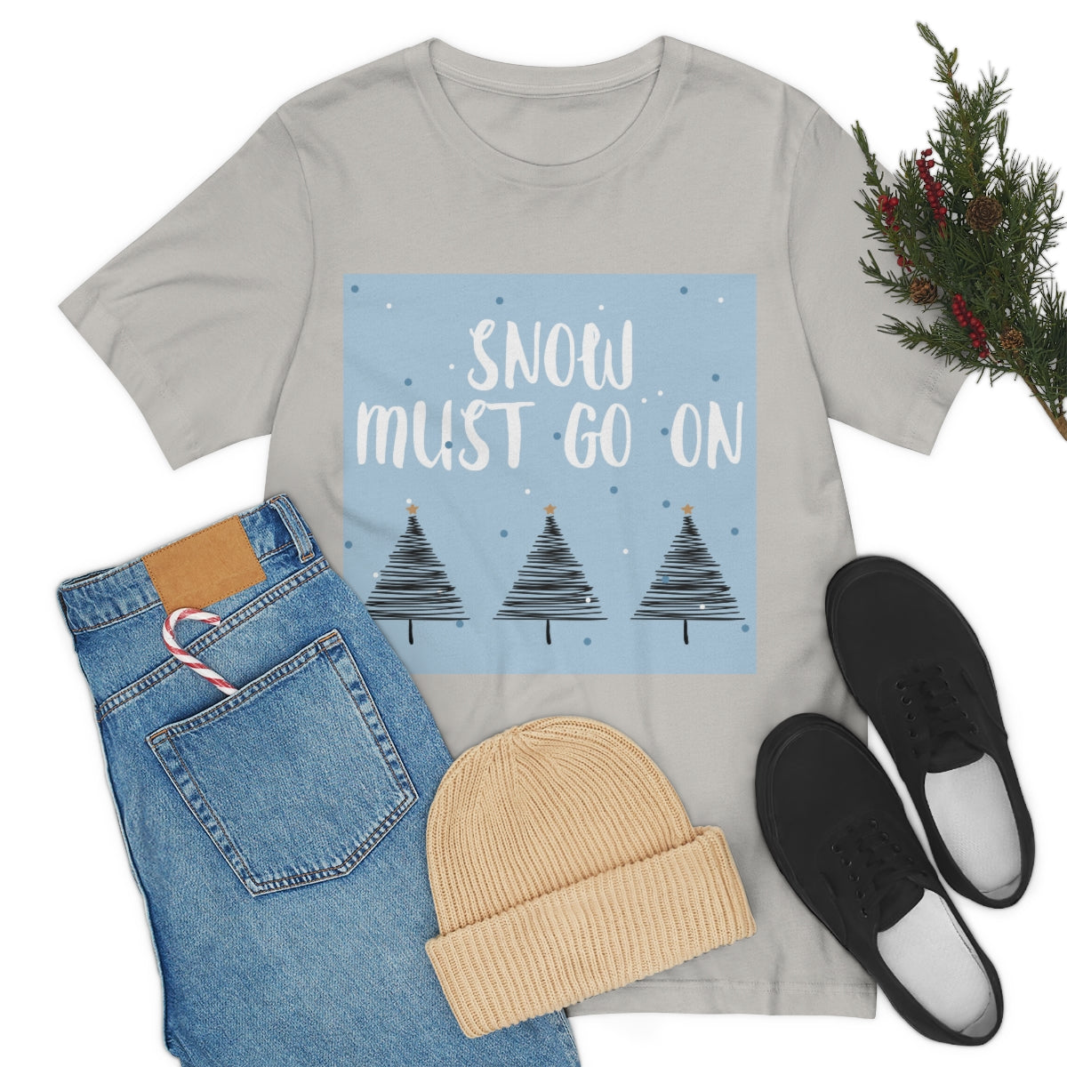 Snow Must Go On Winter Happiness Unisex Jersey Short Sleeve T-Shirt Ichaku [Perfect Gifts Selection]