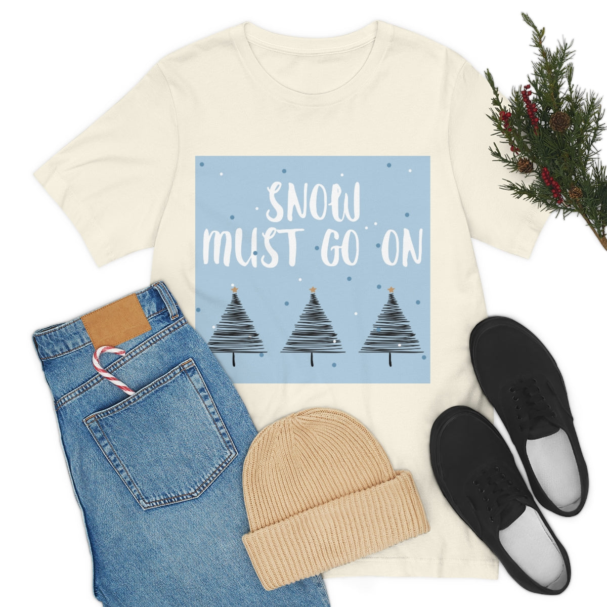 Snow Must Go On Winter Happiness Unisex Jersey Short Sleeve T-Shirt Ichaku [Perfect Gifts Selection]