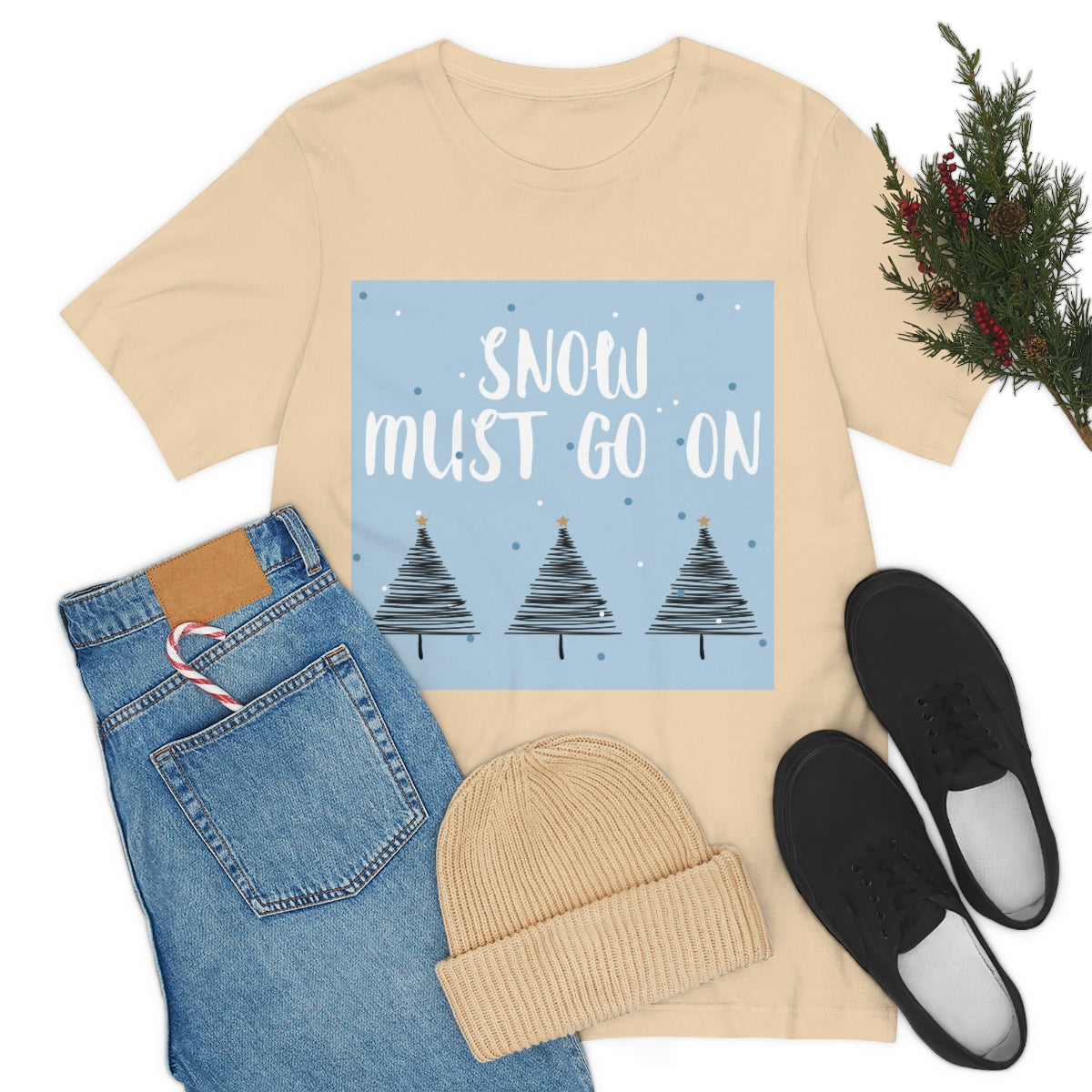 Snow Must Go On Winter Happiness Unisex Jersey Short Sleeve T-Shirt Ichaku [Perfect Gifts Selection]