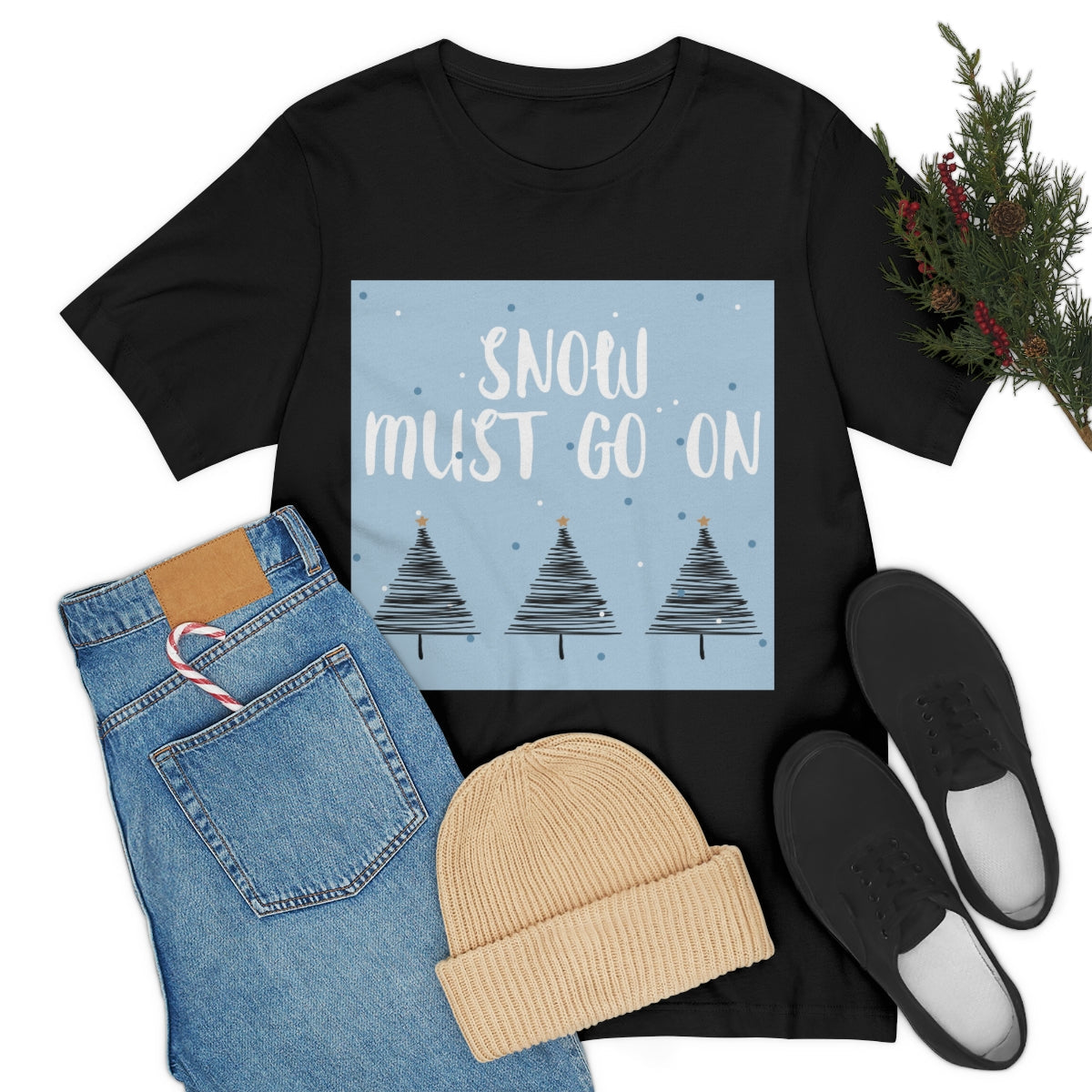 Snow Must Go On Winter Happiness Unisex Jersey Short Sleeve T-Shirt Ichaku [Perfect Gifts Selection]