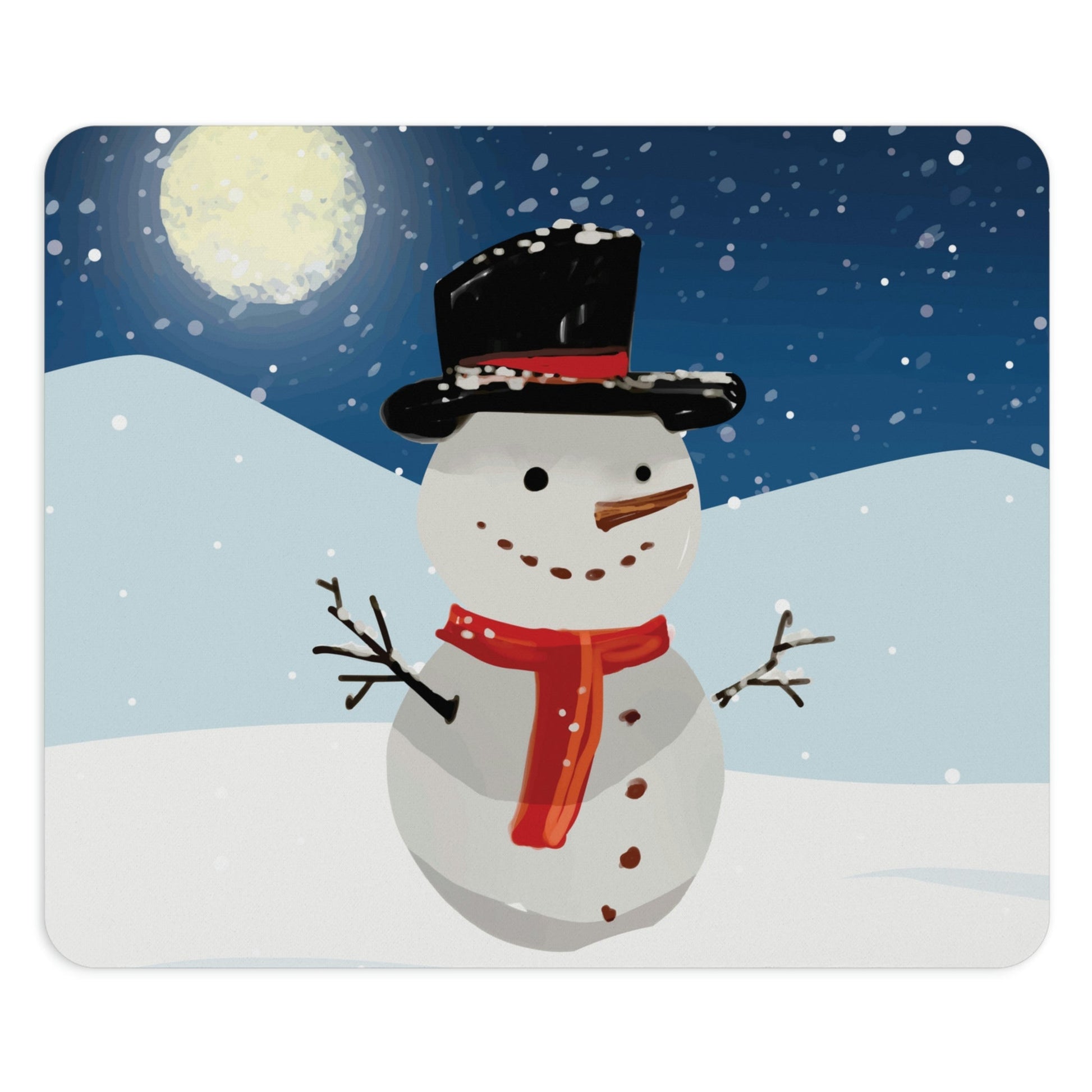 Snowman Cartoon Christmas Night Art Ergonomic Non-slip Creative Design Mouse Pad Ichaku [Perfect Gifts Selection]