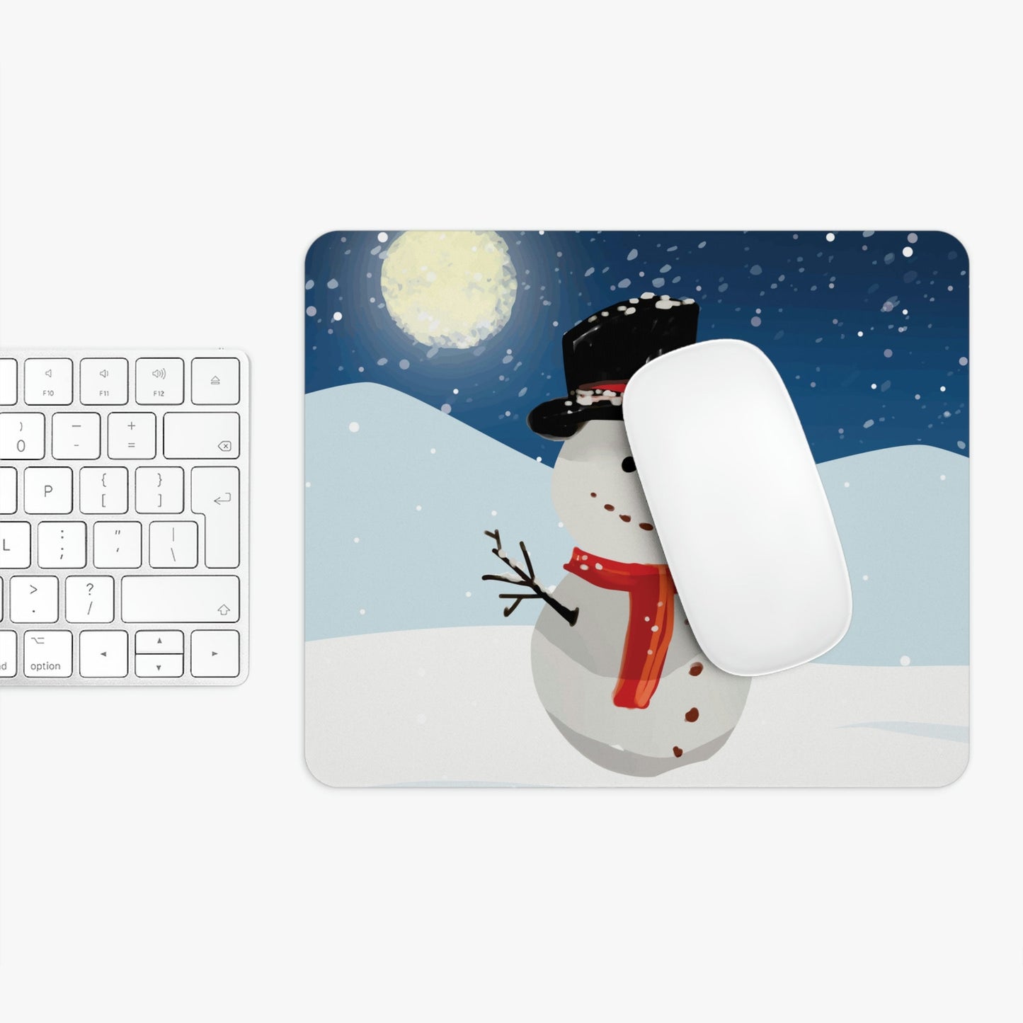 Snowman Cartoon Christmas Night Art Ergonomic Non-slip Creative Design Mouse Pad Ichaku [Perfect Gifts Selection]