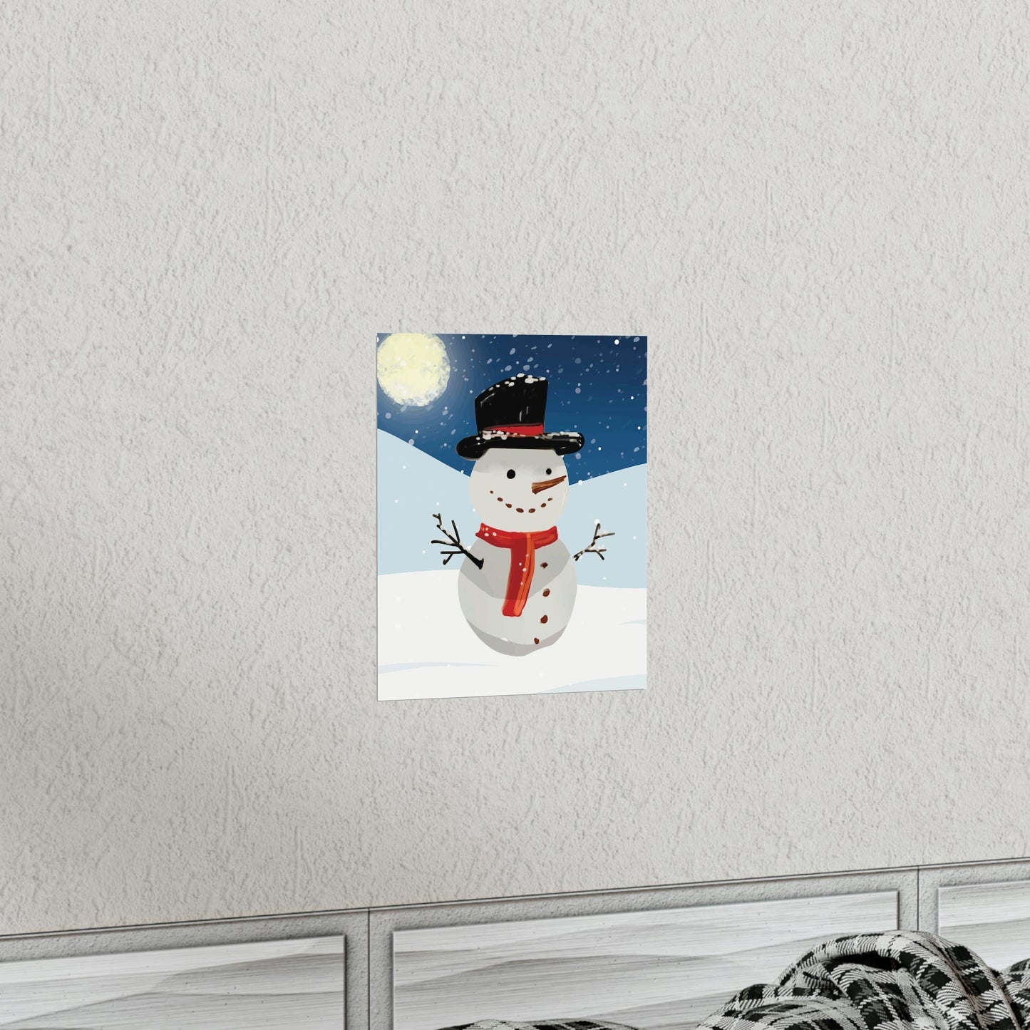 Snowman Cartoon Christmas Night Art Premium Matte Vertical Posters Ichaku [Perfect Gifts Selection]