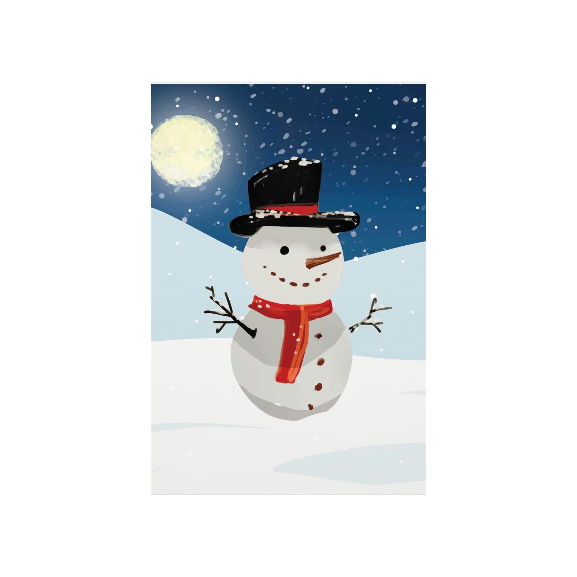 Snowman Cartoon Christmas Night Art Premium Matte Vertical Posters Ichaku [Perfect Gifts Selection]