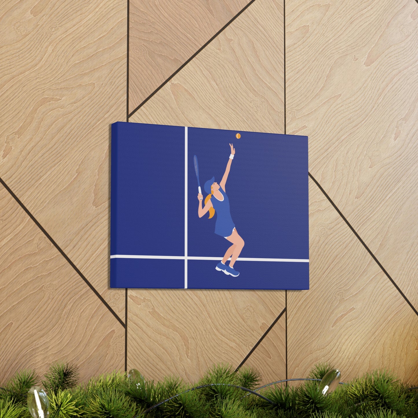 Tennis Player Blue Art Sports Team Classic Art Canvas Gallery Wraps