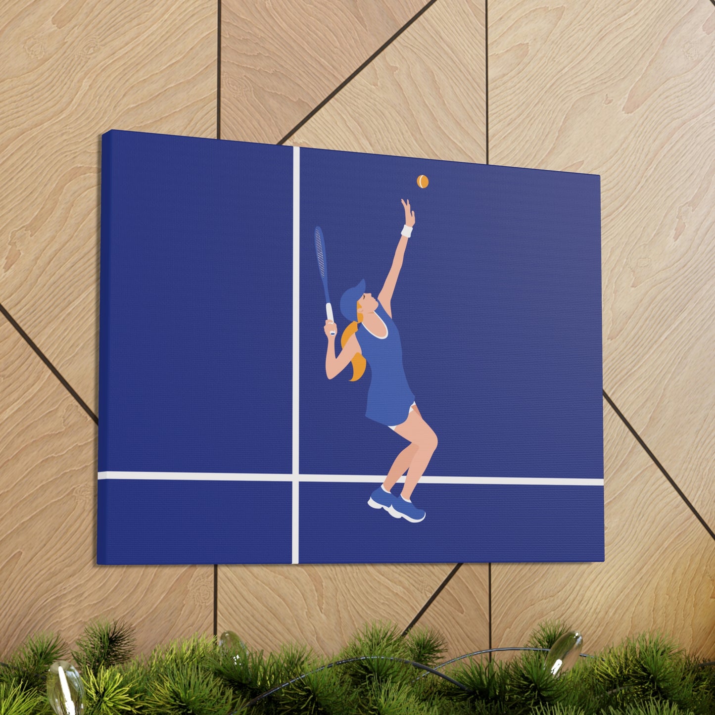 Tennis Player Blue Art Sports Team Classic Art Canvas Gallery Wraps