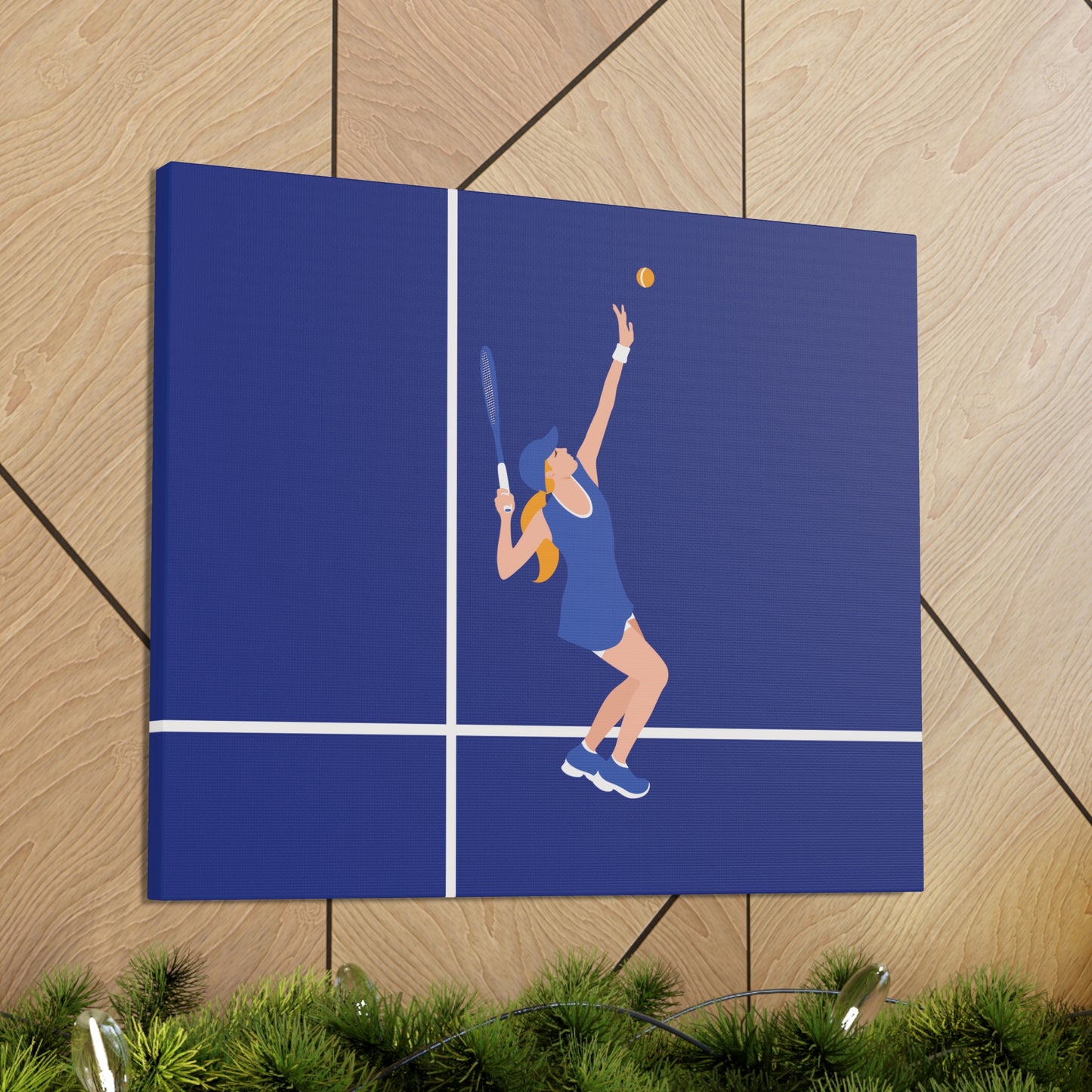 Tennis Player Blue Art Sports Team Classic Art Canvas Gallery Wraps