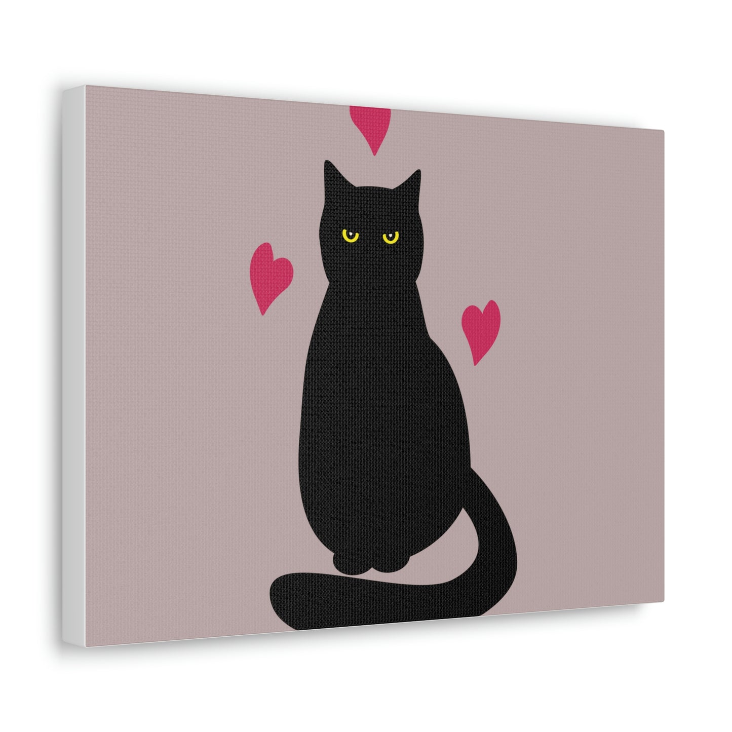 Black Cat with Heart Love Aesthetic Classic Art Canvas Gallery Wraps