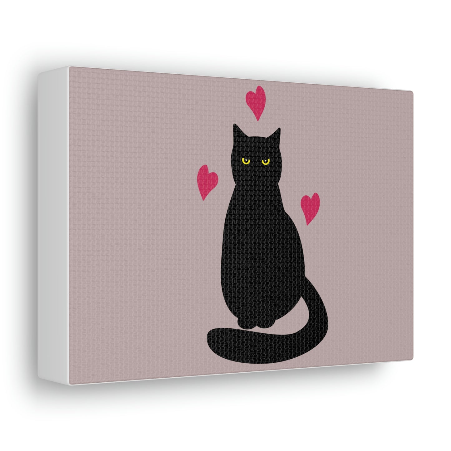 Black Cat with Heart Love Aesthetic Classic Art Canvas Gallery Wraps