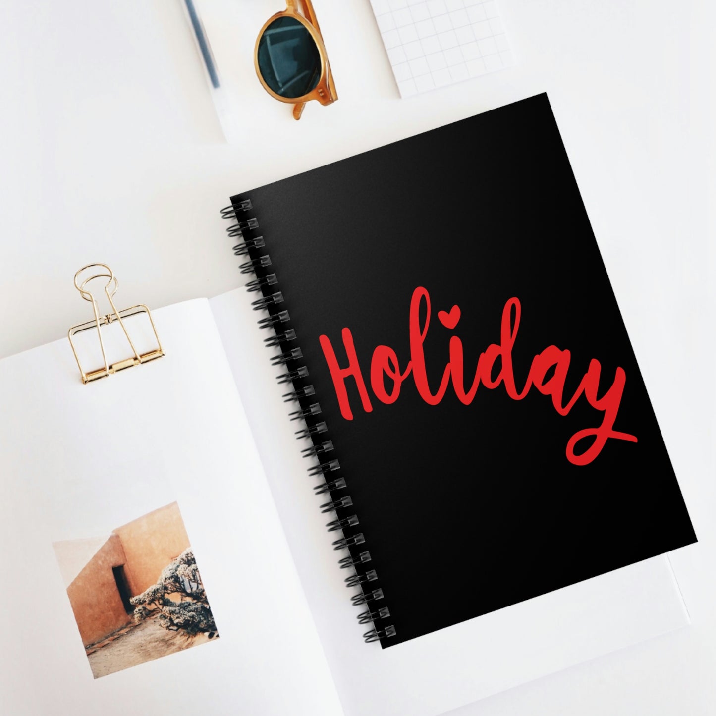 Holidays Red Text Weekend Quotes Spiral Notebook Ruled Line