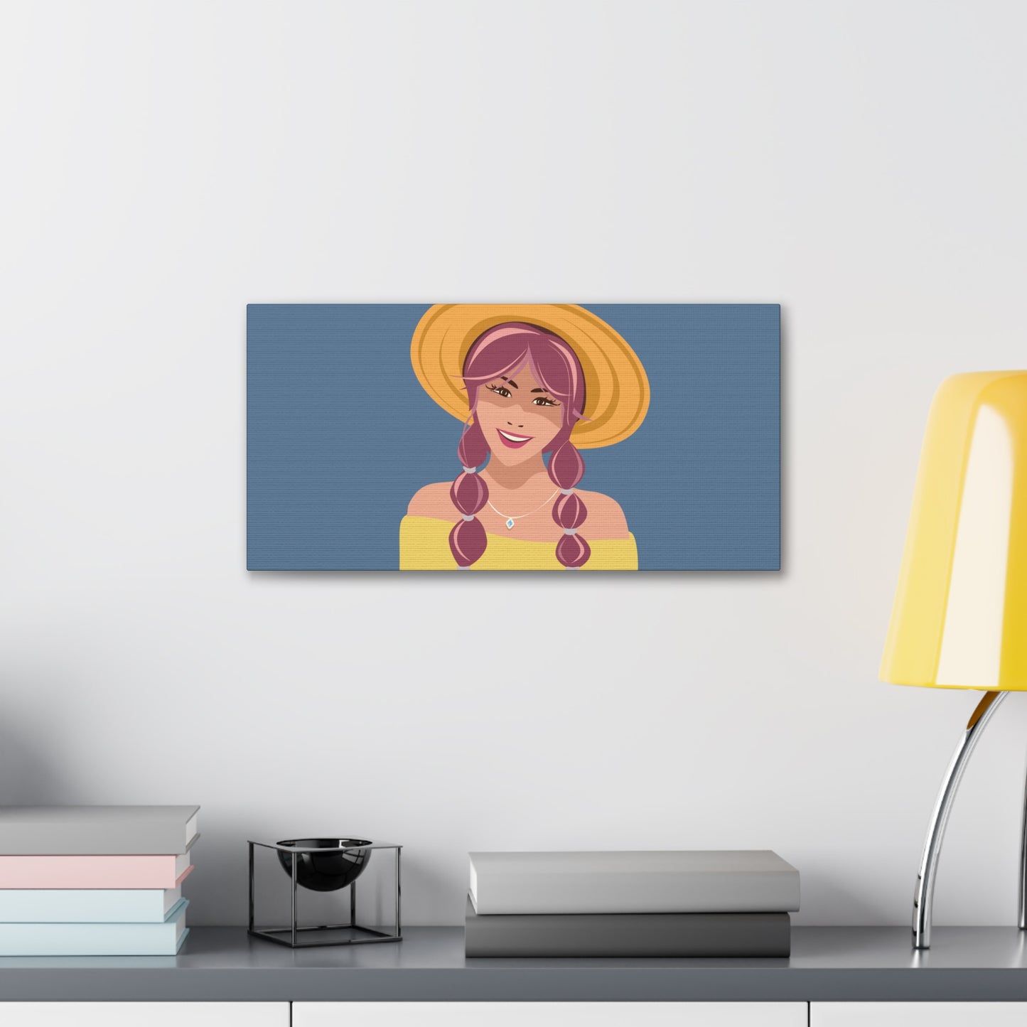 Happy Woman with Rose Hair Aesthetic Art Canvas Gallery Wraps