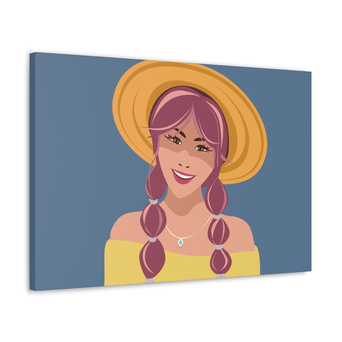 Happy Woman with Rose Hair Aesthetic Art Canvas Gallery Wraps