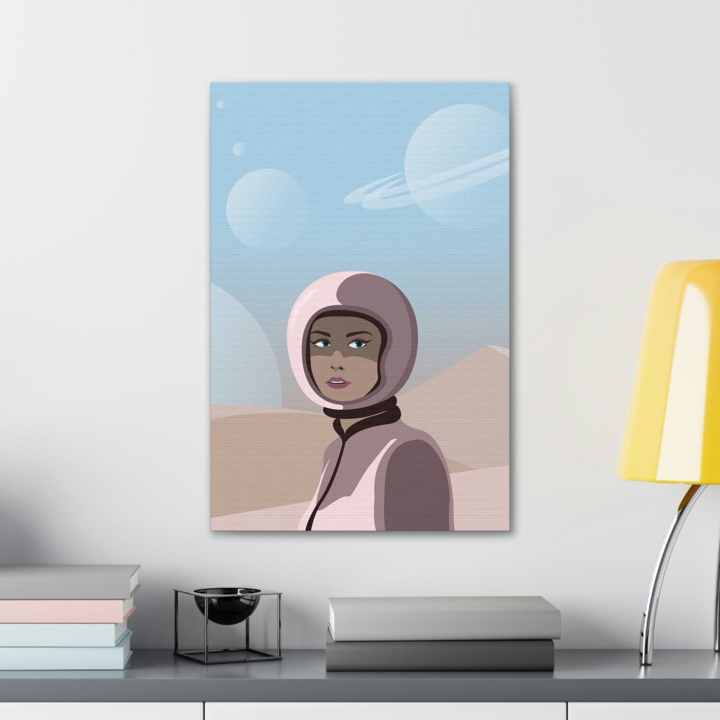 Astronaut Woman Aliens Minimal Aesthetic Classic Art Canvas Gallery Wraps