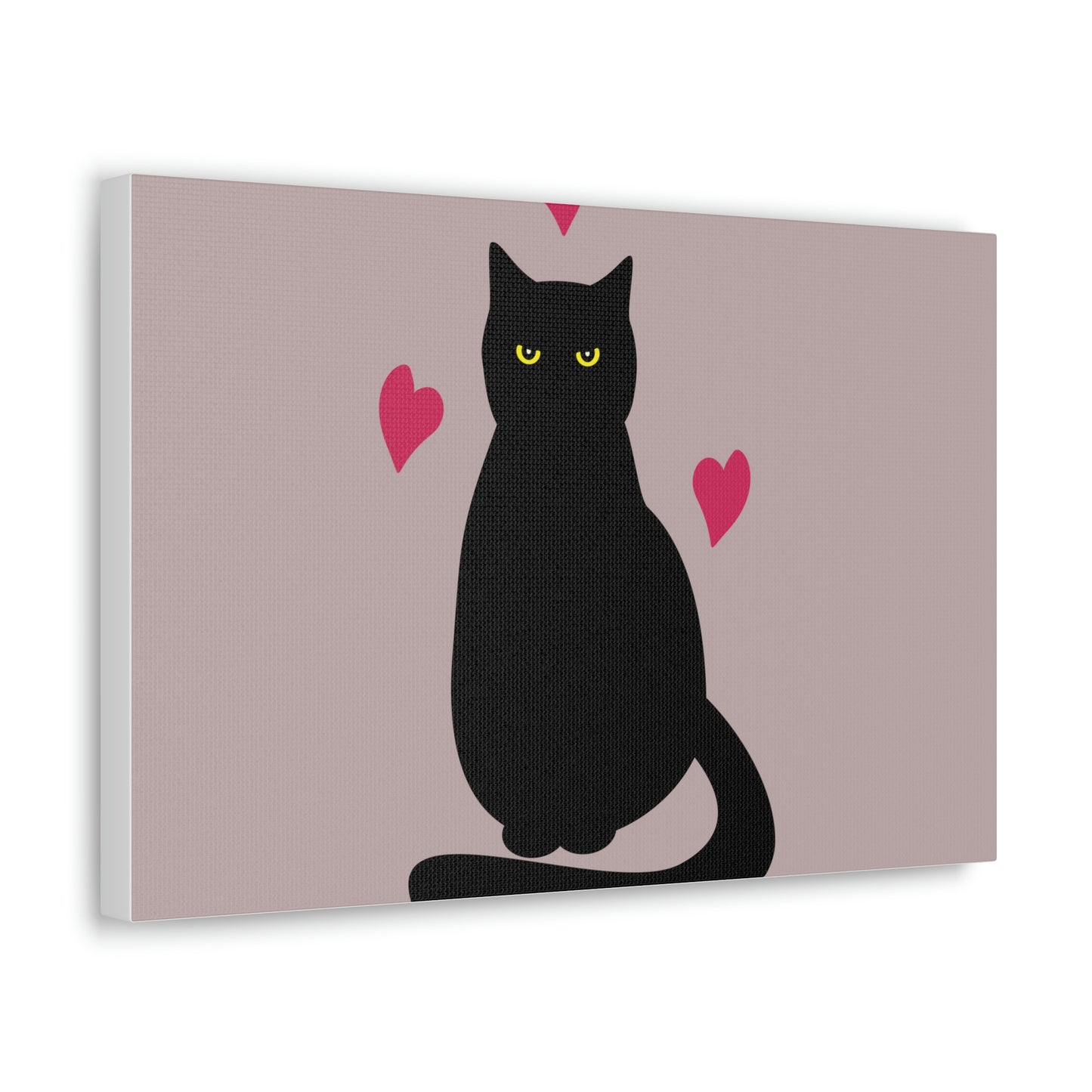 Black Cat with Heart Love Aesthetic Classic Art Canvas Gallery Wraps