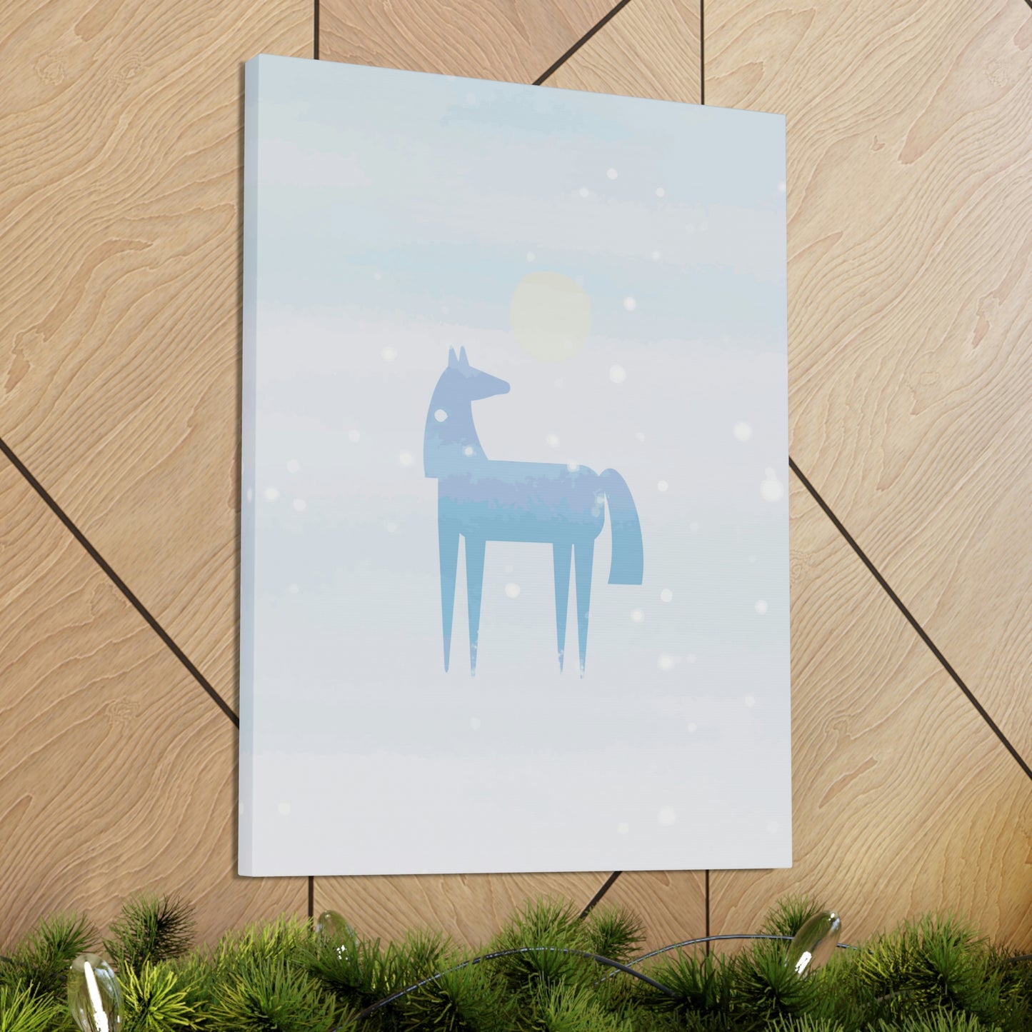 Horse Under the Snow Winter Landscape Art Aesthetic Classic Art Canvas Gallery Wraps