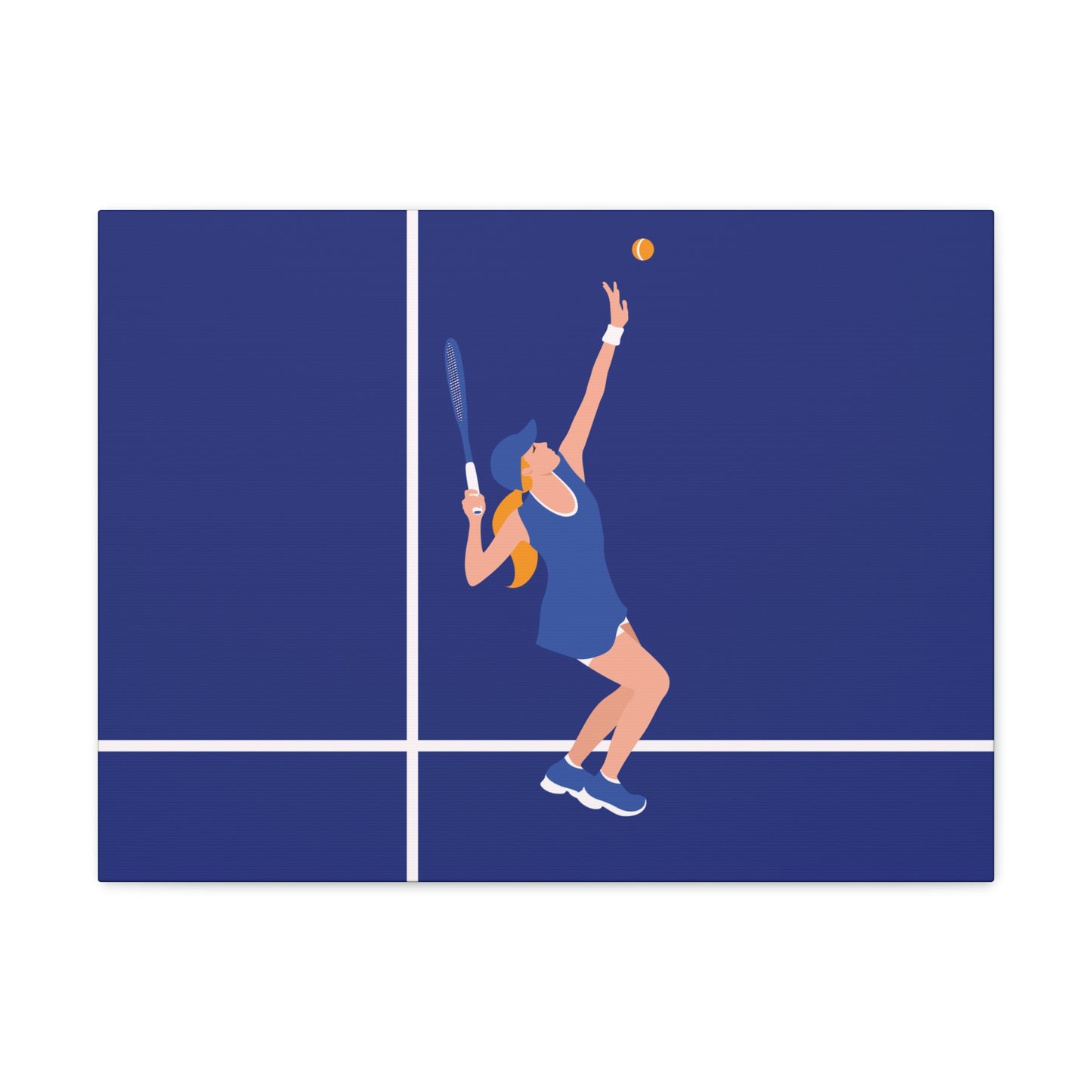 Tennis Player Blue Art Sports Team Classic Art Canvas Gallery Wraps