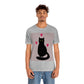 Black Cat with Heart Love Unisex Jersey Short Sleeve T-Shirt