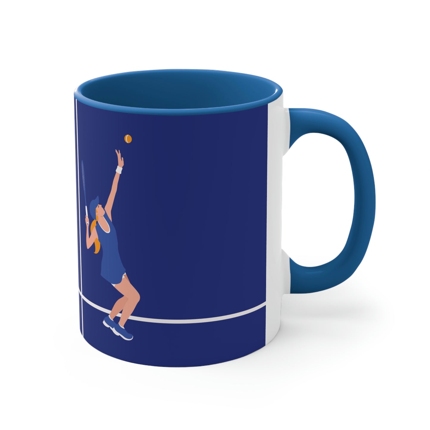 Tennis Player Blue Art Sports Team Accent Coffee Mug 11oz