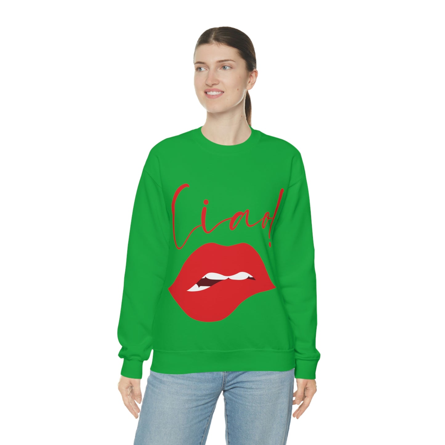 Ciao Hello Goodbye Red Lips Lipstick Unisex Heavy Blend™ Crewneck Sweatshirt