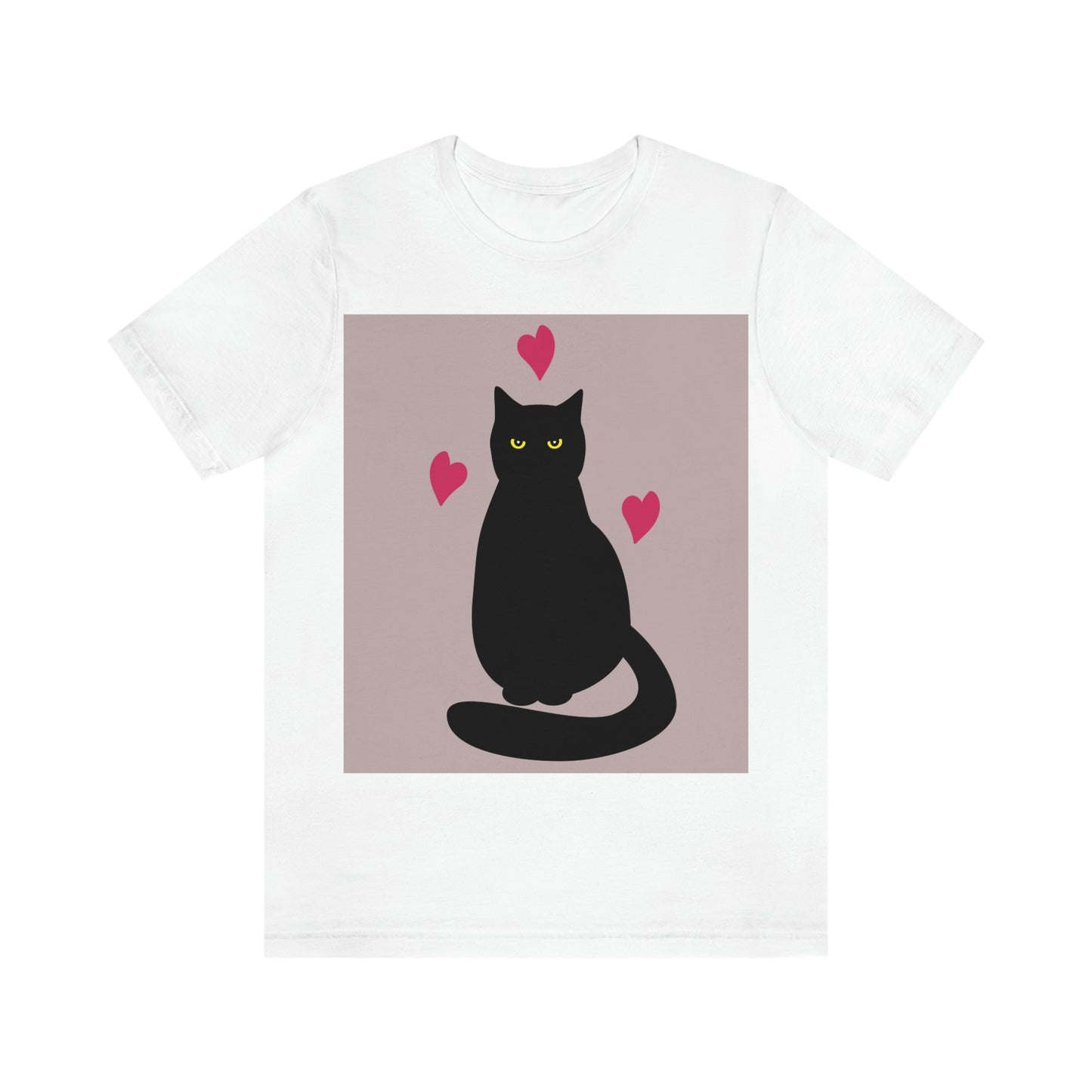 Black Cat with Heart Love Unisex Jersey Short Sleeve T-Shirt