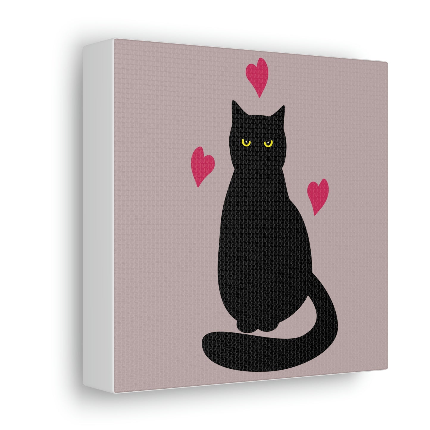 Black Cat with Heart Love Aesthetic Classic Art Canvas Gallery Wraps