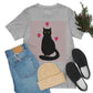 Black Cat with Heart Love Unisex Jersey Short Sleeve T-Shirt