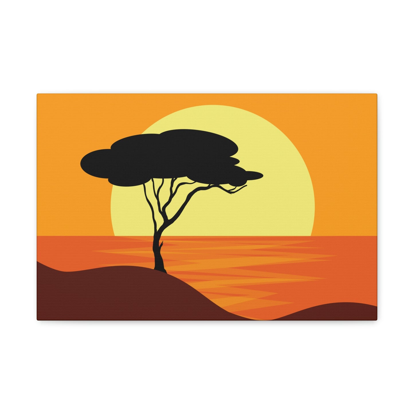 Africa Savanna Sunset Minimal Landscape View Aesthetic Classic Art Canvas Gallery Wraps