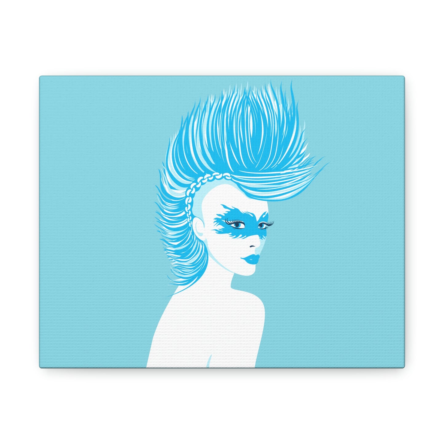 Blue Punk Woman Art Unique Edgy Graphic Aesthetic Classic Art Canvas Gallery Wraps