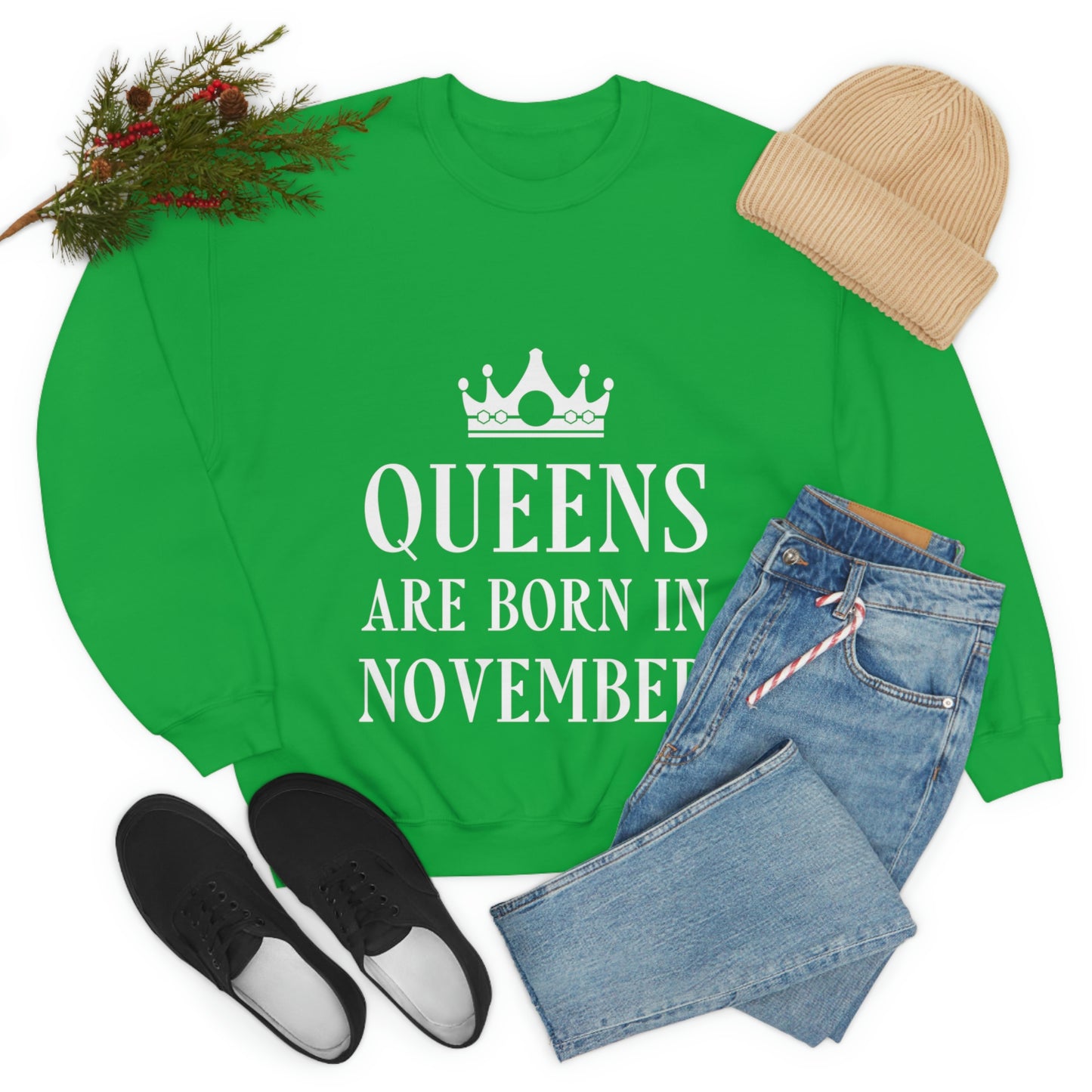 Queens Are Born in November Happy Birthday Unisex Heavy Blend™ Crewneck Sweatshirt