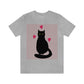 Black Cat with Heart Love Unisex Jersey Short Sleeve T-Shirt