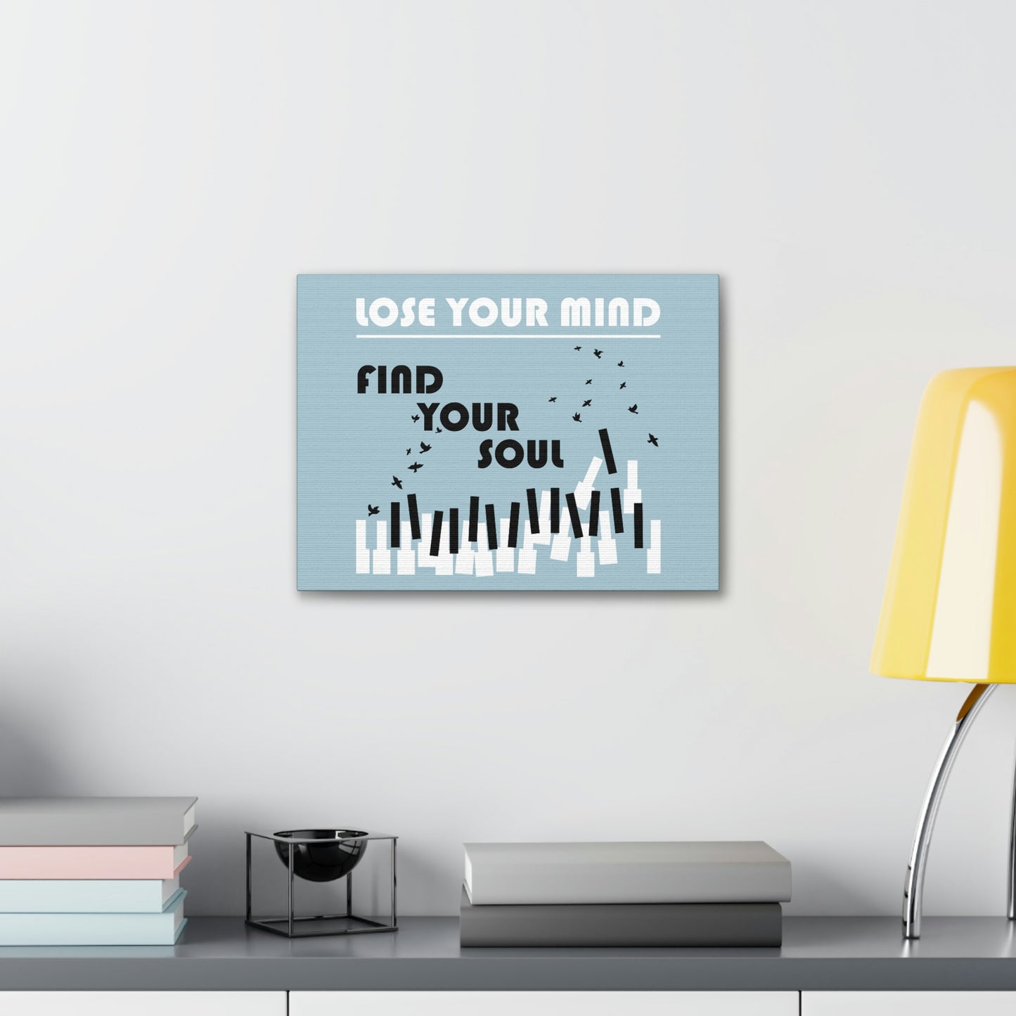 Lose Your Mind Find your Soul Flying birds Piano Keys Music Aesthetic Classic Art Canvas Gallery Wraps