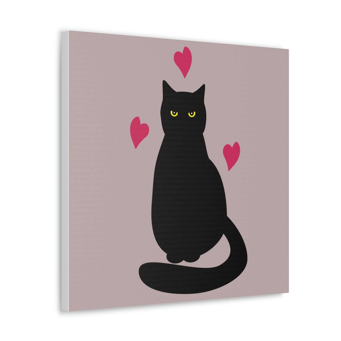 Black Cat with Heart Love Aesthetic Classic Art Canvas Gallery Wraps