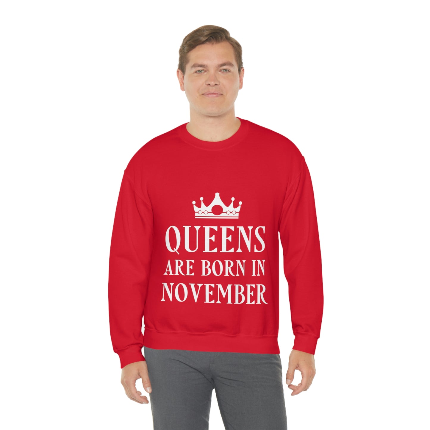 Queens Are Born in November Happy Birthday Unisex Heavy Blend™ Crewneck Sweatshirt