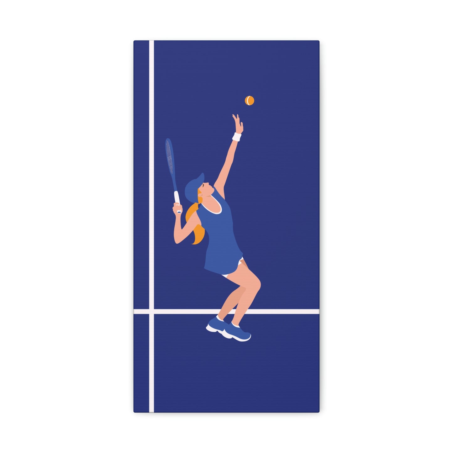 Tennis Player Blue Art Sports Team Classic Art Canvas Gallery Wraps