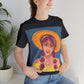 Happy Woman with Rose Hair Aesthetic Art Unisex Jersey Short Sleeve T-Shirt