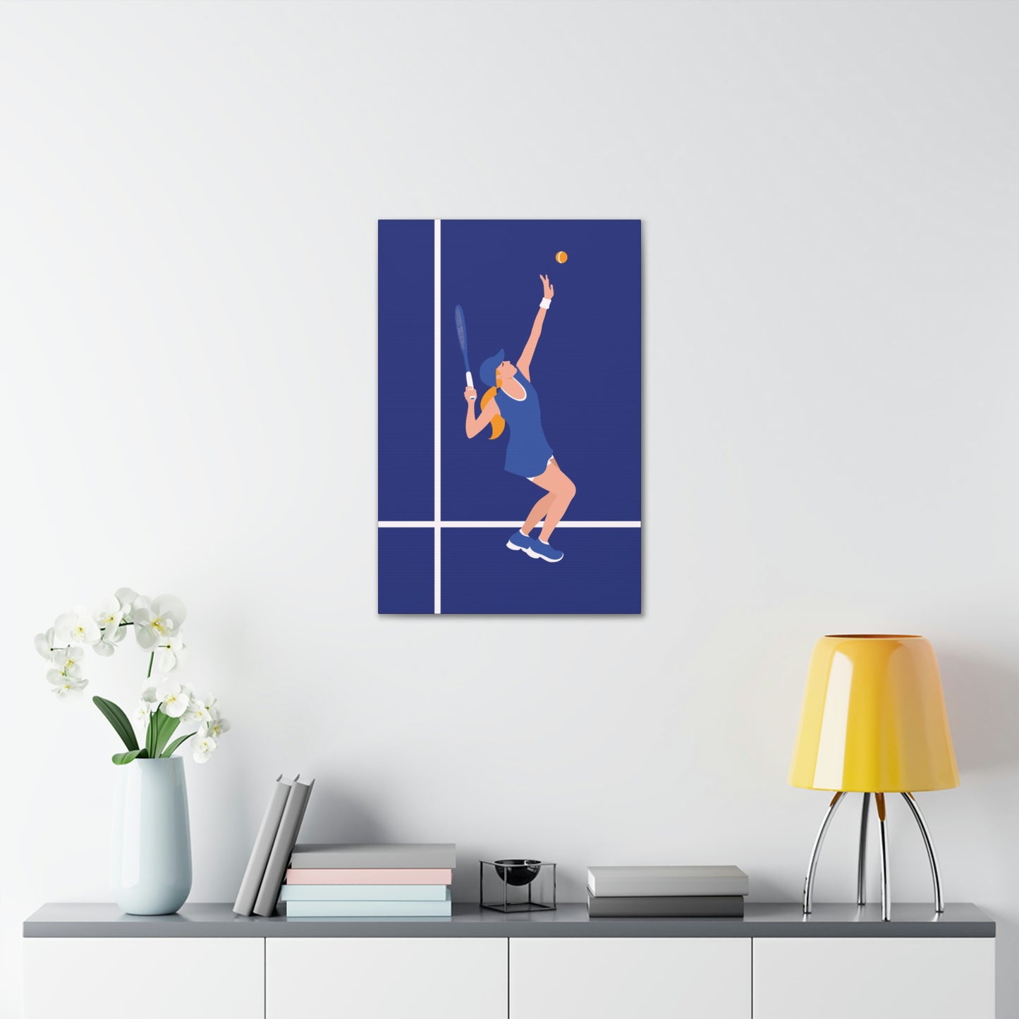 Tennis Player Blue Art Sports Team Classic Art Canvas Gallery Wraps