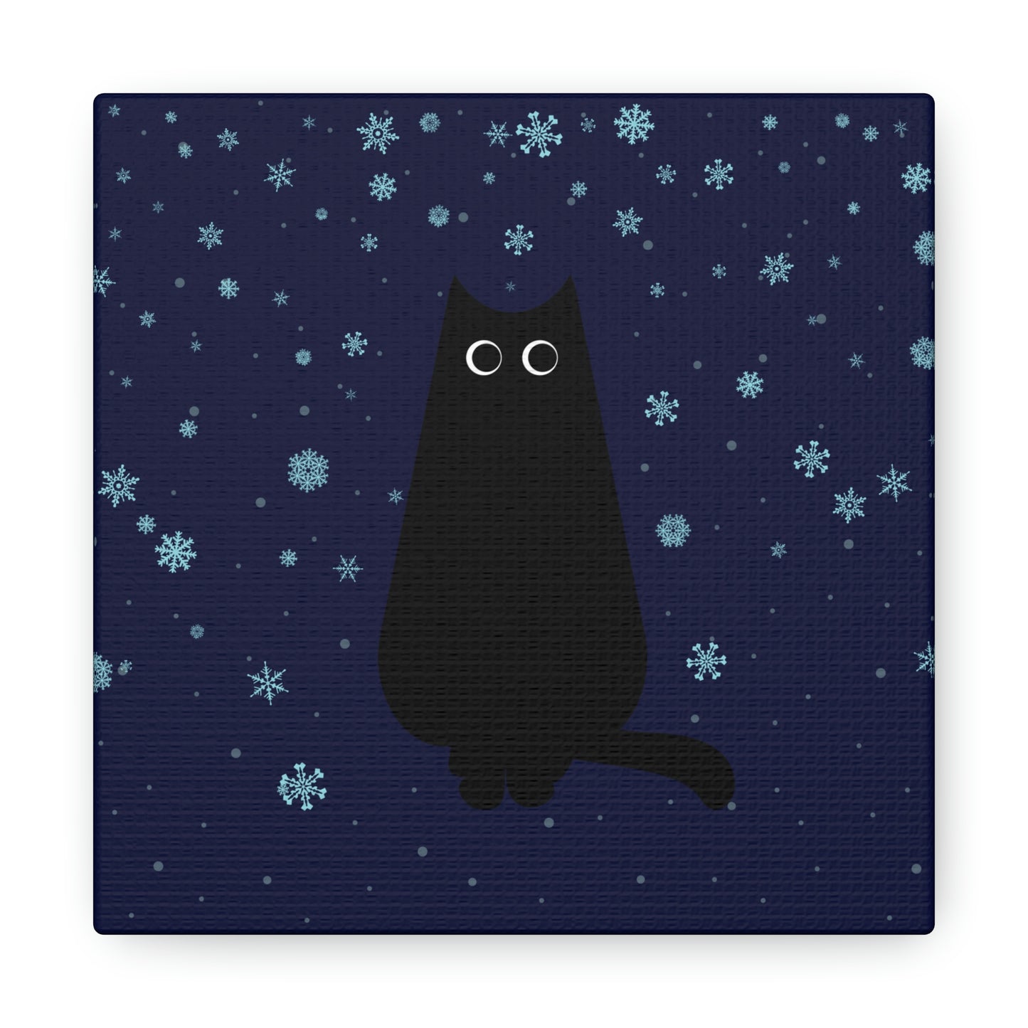 Black Cat Winter Snowflake Anime Art Classic Art Canvas Gallery Wraps