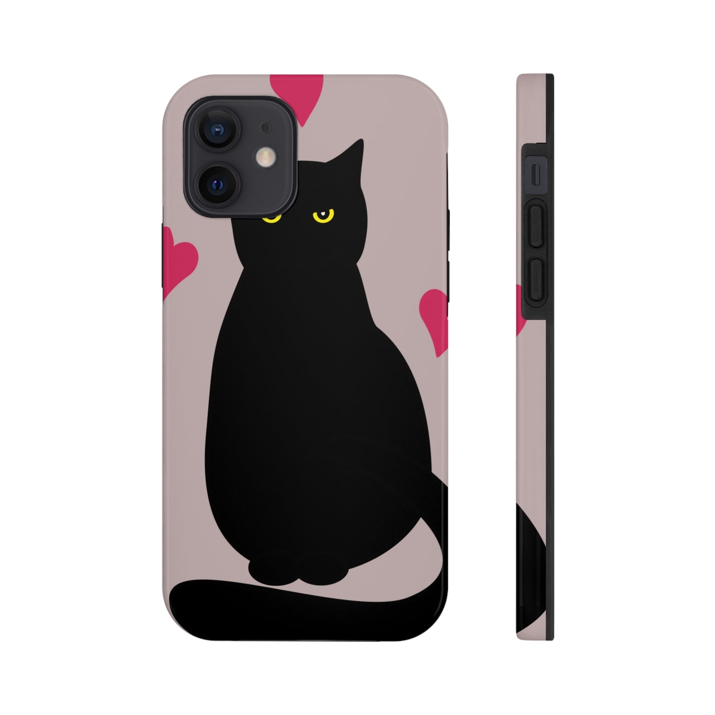 Black Cat with Heart Love Tough Phone Cases Case-Mate