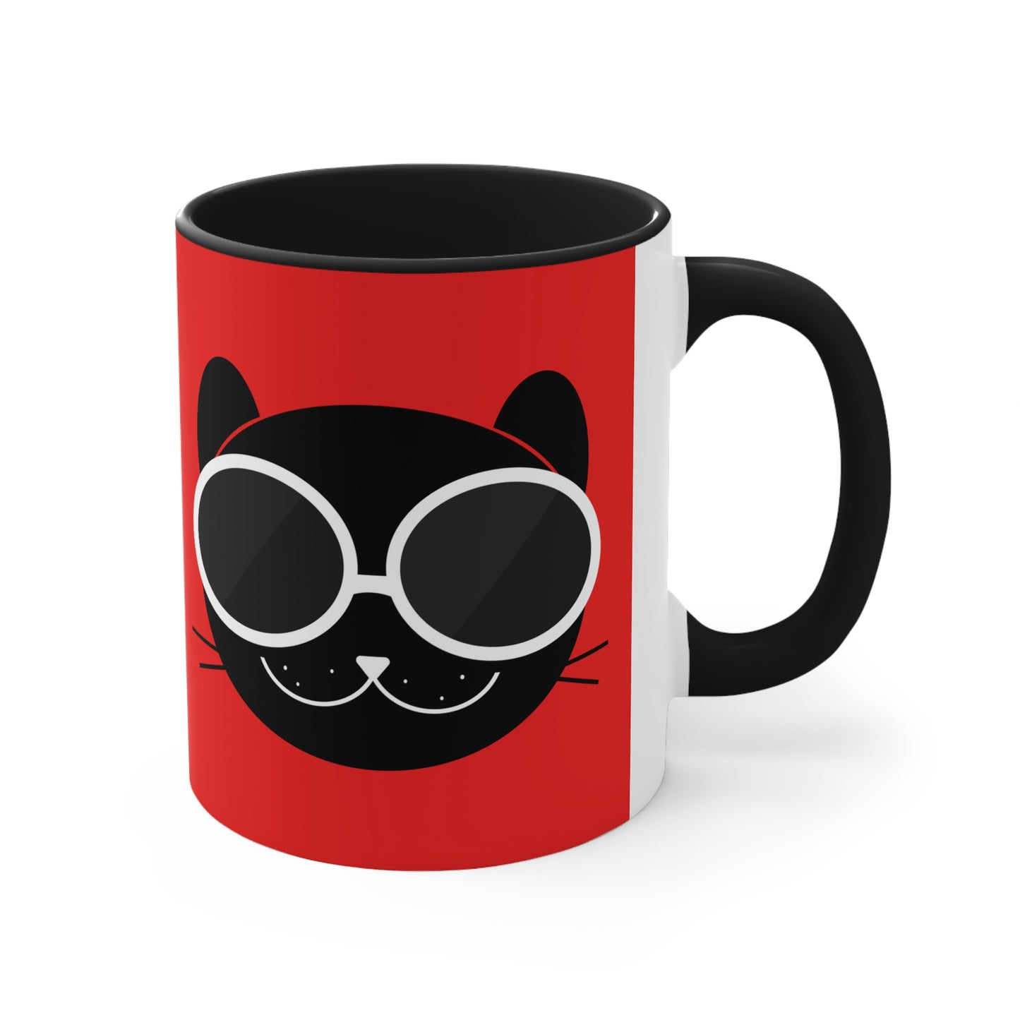 Anime Cute Black Cat Minimal Art Classic Accent Coffee Mug 11oz