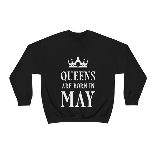 Queens Are Born in May Happy Birthday Unisex Heavy Blend™ Crewneck Sweatshirt