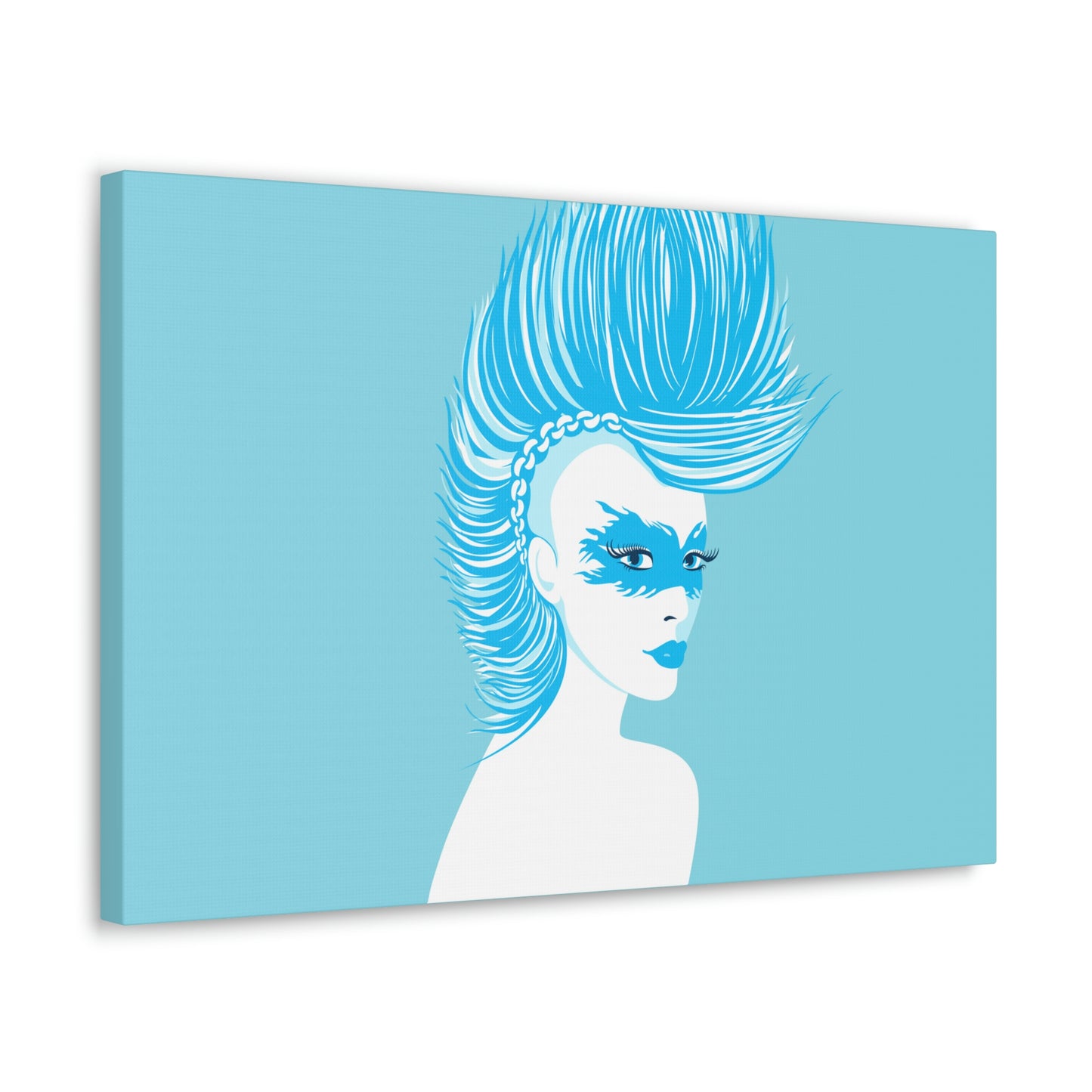 Blue Punk Woman Art Unique Edgy Graphic Aesthetic Classic Art Canvas Gallery Wraps