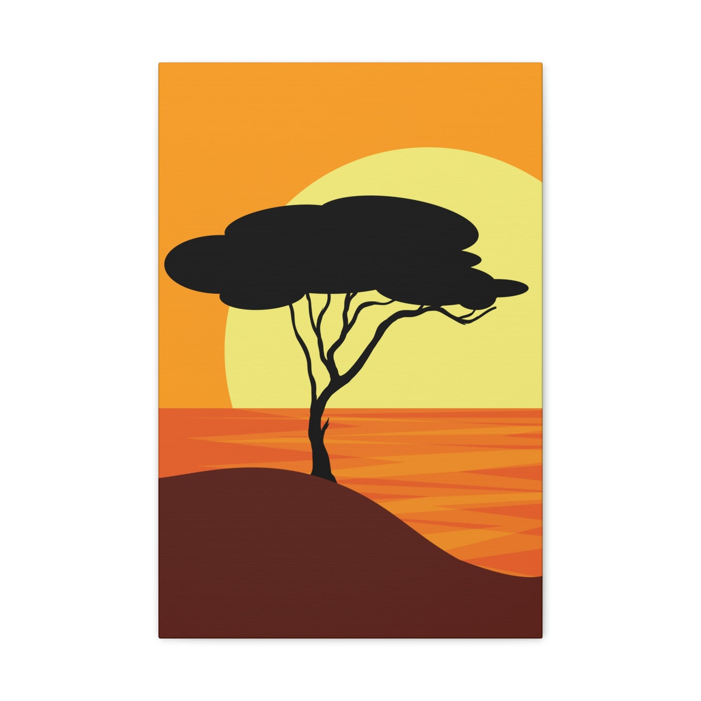 Africa Savanna Sunset Minimal Landscape View Aesthetic Classic Art Canvas Gallery Wraps