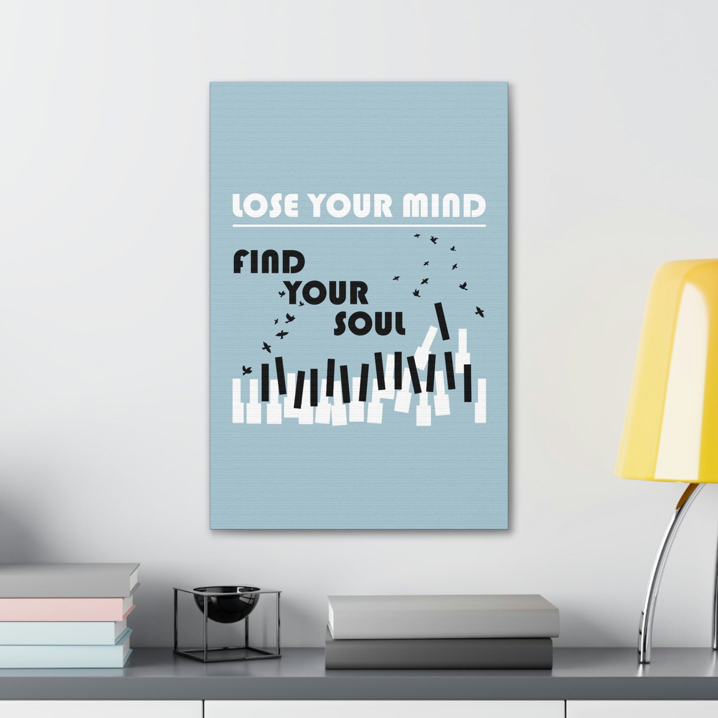 Lose Your Mind Find your Soul Flying birds Piano Keys Music Aesthetic Classic Art Canvas Gallery Wraps