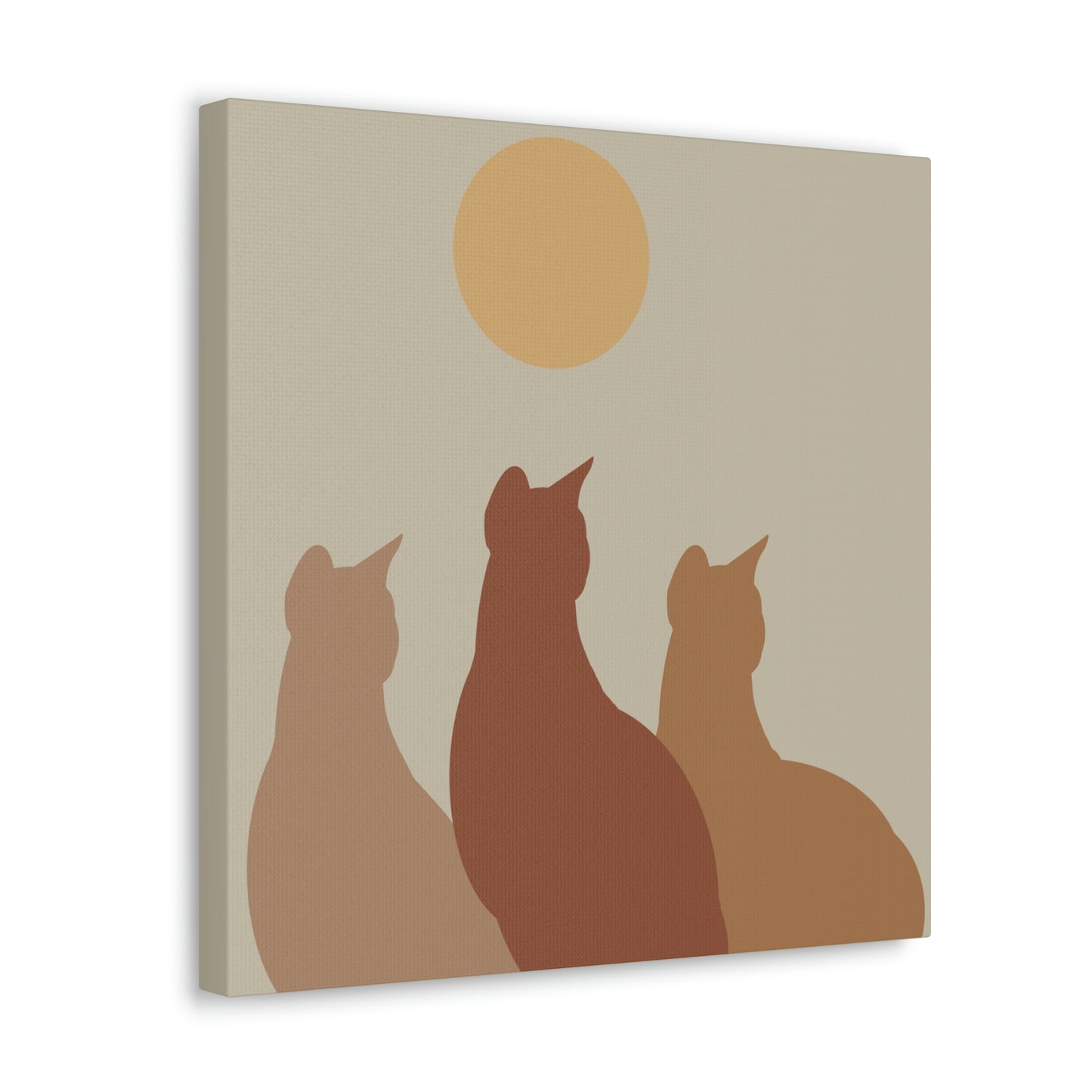 Abstract Boho Cats Relaxed Aesthetic Beige Minimalist Classic Art Canvas Gallery Wraps