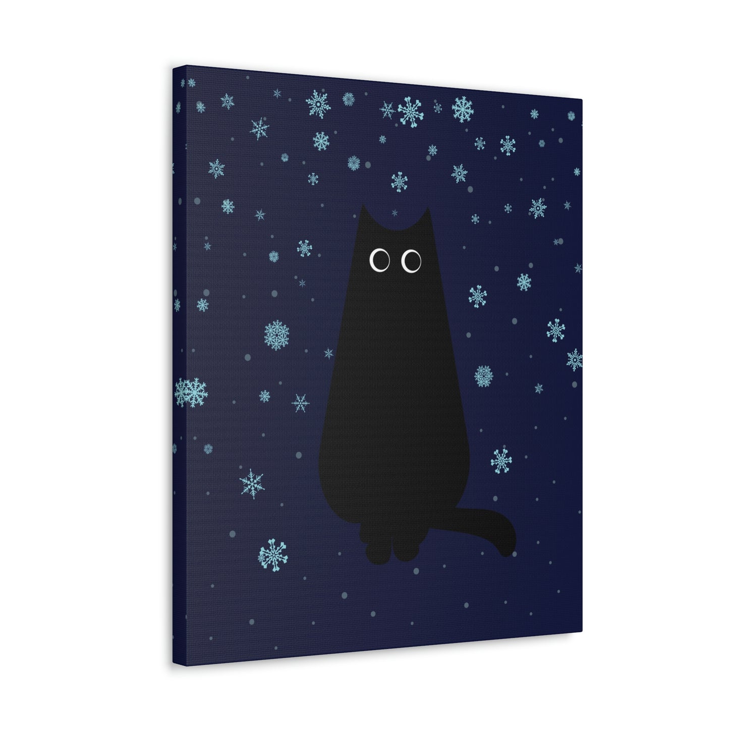 Black Cat Winter Snowflake Anime Art Classic Art Canvas Gallery Wraps