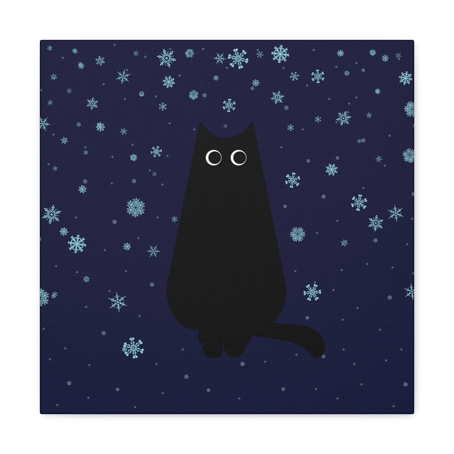 Black Cat Winter Snowflake Anime Art Classic Art Canvas Gallery Wraps